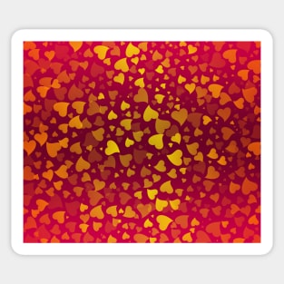 Gold Hearts On Red Sticker